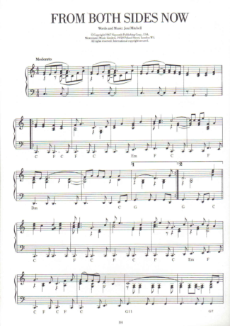 Joni Mitchell  score for Piano