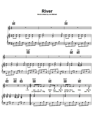Joni Mitchell River score for Piano