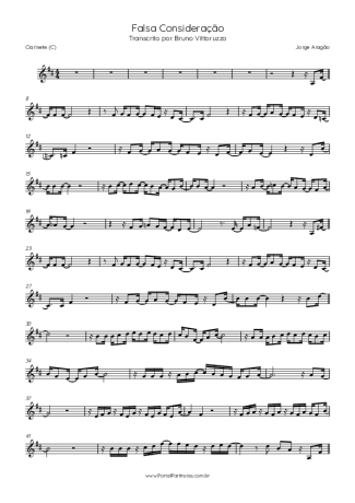 Jorge Aragão Falsa Consideração score for Clarinet (C)