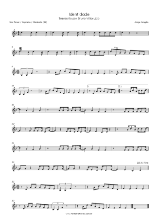 Jorge Aragão Identidade score for Tenor Saxophone Soprano (Bb)