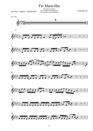 Jorge Ben Jor Fio Maravilha score for Clarinet (Bb)