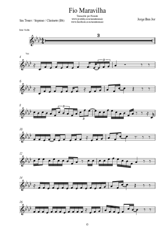 Jorge Ben Jor Fio Maravilha score for Tenor Saxophone Soprano (Bb)