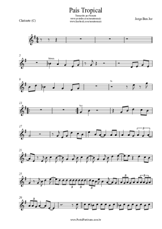Jorge Ben Jor País Tropical score for Clarinet (C)