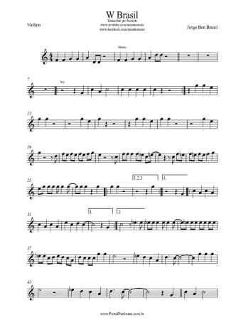 Jorge Ben Jor W Brasil score for Violin