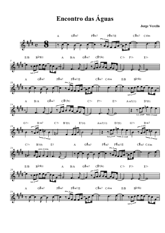 Jorge Vercillo Encontro das Águas score for Tenor Saxophone Soprano (Bb)