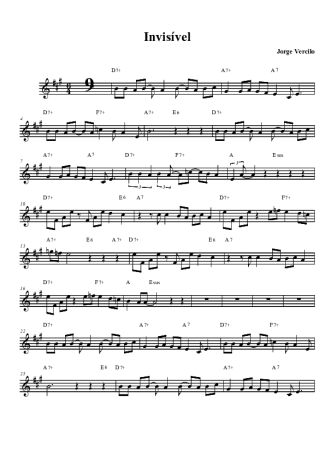 Jorge Vercillo Invisível score for Tenor Saxophone Soprano (Bb)
