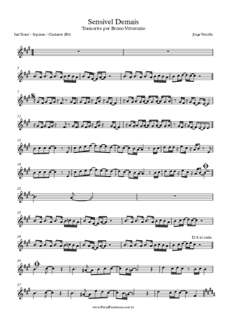 Jorge Vercillo  score for Clarinet (Bb)