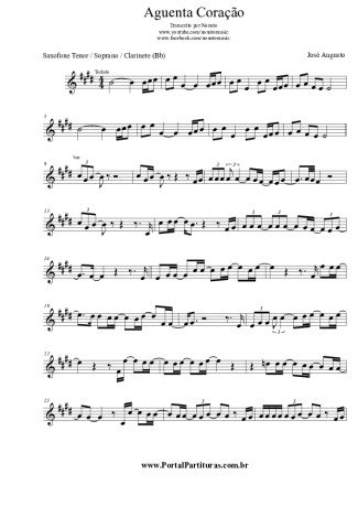 José Augusto Aguenta Coração score for Tenor Saxophone Soprano (Bb)