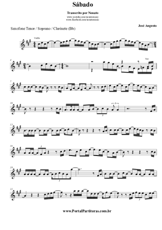 José Augusto Sábado score for Tenor Saxophone Soprano (Bb)
