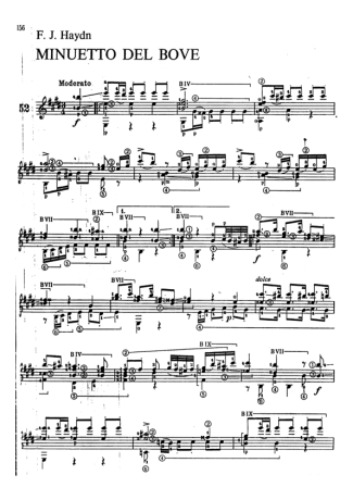 Joseph Haydn Menuetto Del Bove score for Acoustic Guitar