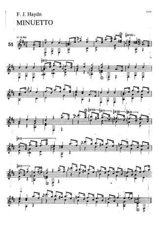 Joseph Haydn Minuetto score for Acoustic Guitar