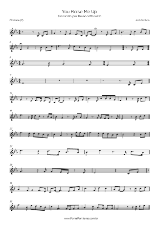 Josh Groban You Raise Me Up score for Clarinet (C)