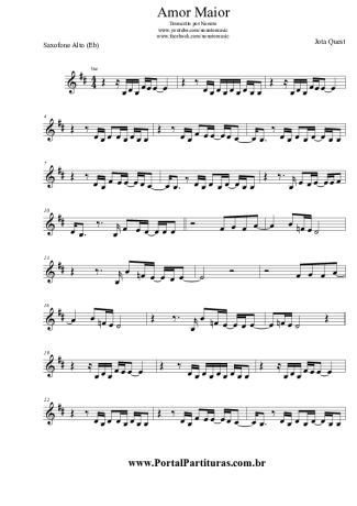 Jota Quest Amor Maior score for Alto Saxophone