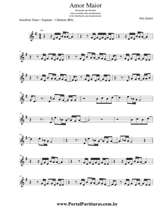 Jota Quest Amor Maior score for Clarinet (Bb)