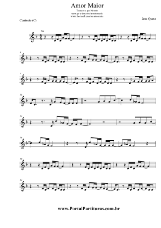 Jota Quest Amor Maior score for Clarinet (C)