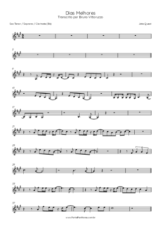 Jota Quest Dias Melhores score for Tenor Saxophone Soprano (Bb)