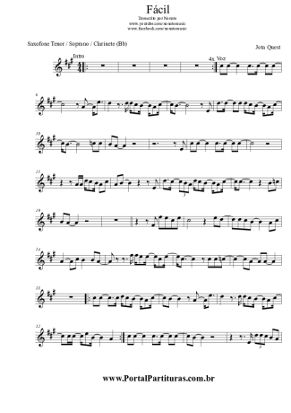 Jota Quest Fácil score for Clarinet (Bb)