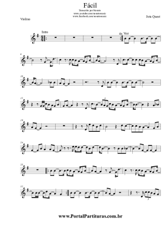 Jota Quest Fácil score for Violin