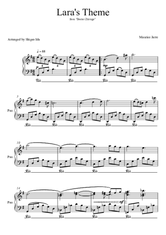 Jota Quest Lara´s Theme (Tema de Lara) score for Piano