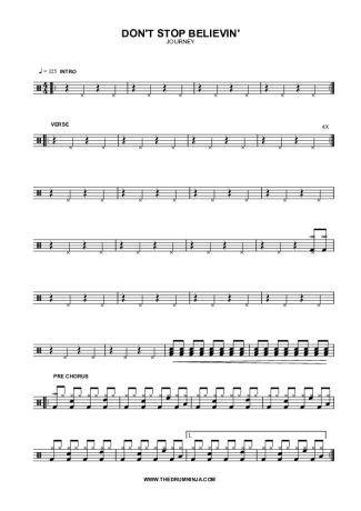 Journey Don’t Stop Believin’ score for Drums