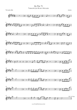 Juanes Es Por Ti score for Trumpet