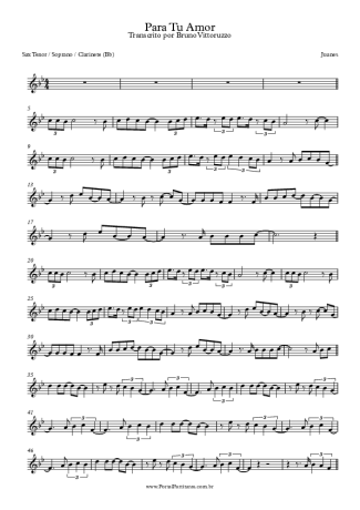 Juanes Para Tu Amor score for Clarinet (Bb)