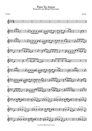 Juanes Para Tu Amor score for Violin