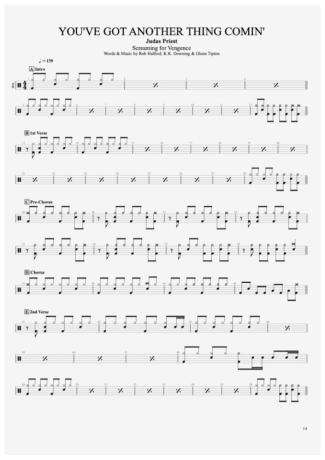 Judas Priest  score for Drums