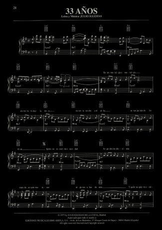 Julio Iglesias 33 Años score for Piano