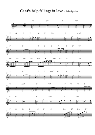 Julio Iglesias Can´t Help Felling In Love score for Clarinet (Bb)