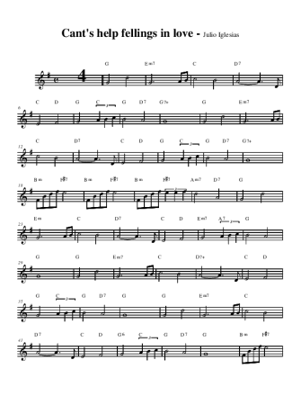 Julio Iglesias Can´t Help Felling in Love score for Alto Saxophone