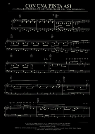 Julio Iglesias Con Una Pinta Así score for Piano
