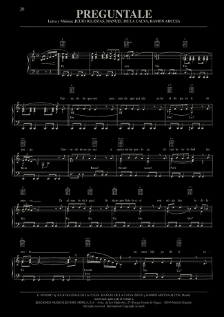 Julio Iglesias  score for Piano