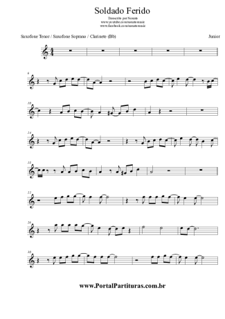Junior (Gospel) Soldado Ferido score for Tenor Saxophone Soprano (Bb)