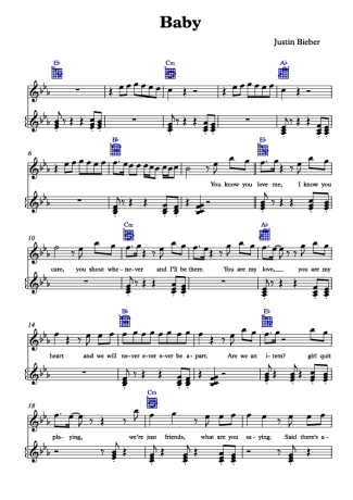 Justin Bieber  score for Piano