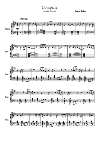 Justin Bieber Company score for Piano