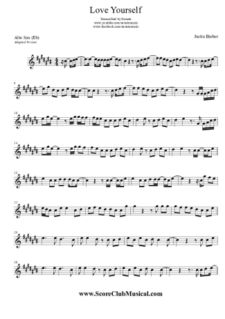 Justin Bieber  score for Alto Saxophone