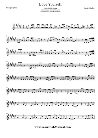 Justin Bieber  score for Trumpet