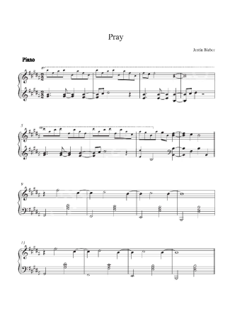 Justin Bieber Pray score for Piano