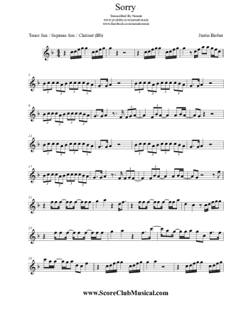 Justin Bieber  score for Clarinet (Bb)