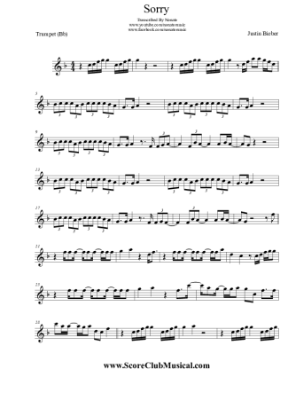 Justin Bieber Sorry score for Trumpet