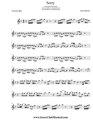 Justin Bieber  score for Trumpet