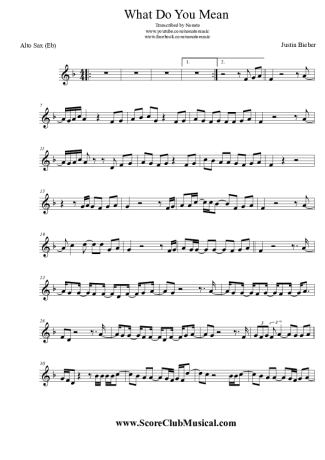 Justin Bieber What Do You Mean score for Alto Saxophone