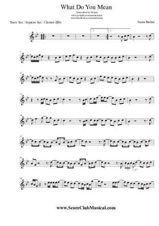 Justin Bieber What Do You Mean score for Clarinet (Bb)