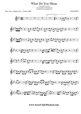 Justin Bieber  score for Clarinet (Bb)