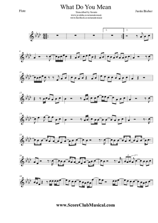 Justin Bieber  score for Flute