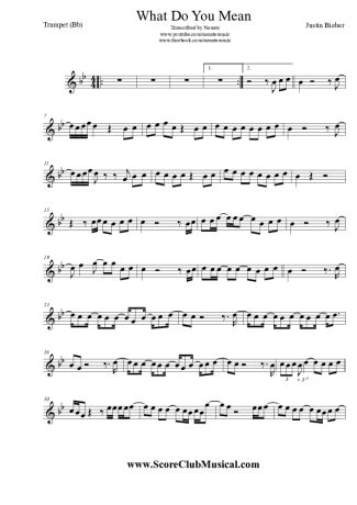 Justin Bieber  score for Trumpet