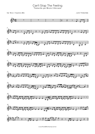 Justin Timberlake  score for Tenor Saxophone Soprano (Bb)