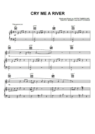 Justin Timberlake Cry Me A River score for Piano