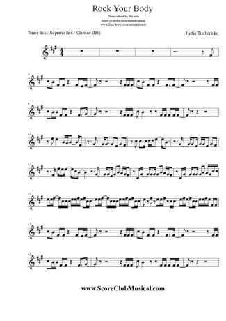 Justin Timberlake  score for Clarinet (Bb)